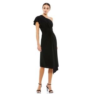 Mac Duggal 12480 NWT ONE SHOULDER MIDI LENGTH JERSEY DRESS
